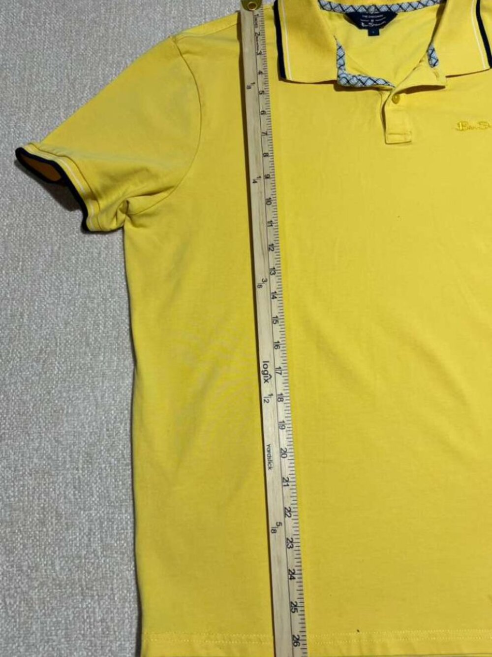 Ben Sherman Yellow Polo Shirt Men’s Size L Classic Fit Stretch - Picture 7 of 8